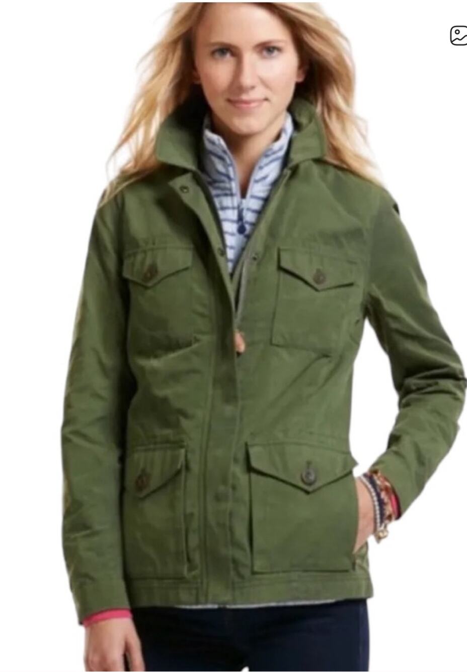 Vineyard Vines Utility Barn Waxed Jacket Olive Green XS
